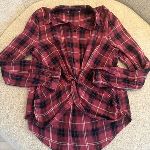 Stylish Maroon Plaid Button-Down Shirt